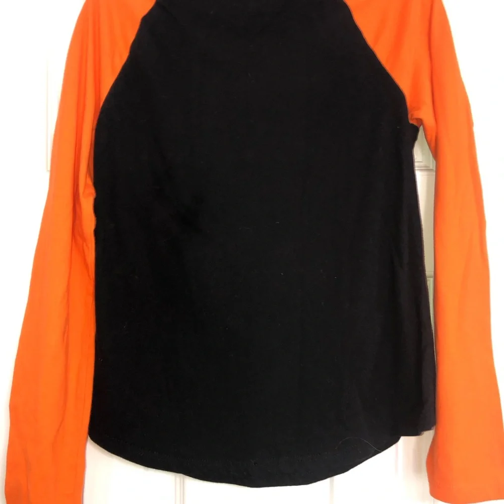 Halloween girls long sleeve shirt size 10/12 skull day of the dead orange black